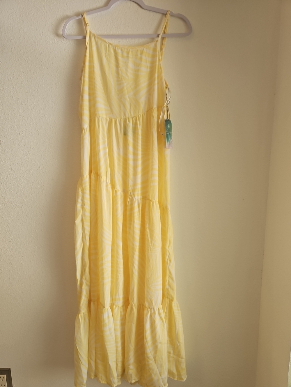 Yellow Tiered Maxi Dress with Spaghetti Straps